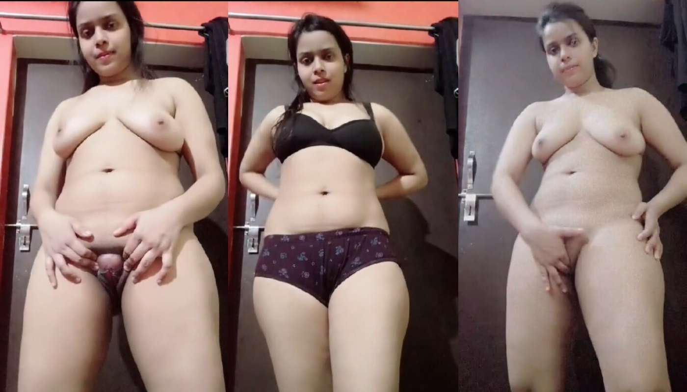 Beautiful Desi Chubby Girl Stripteasing Showing Big Ass & Fingering Tight Shaved Pussy